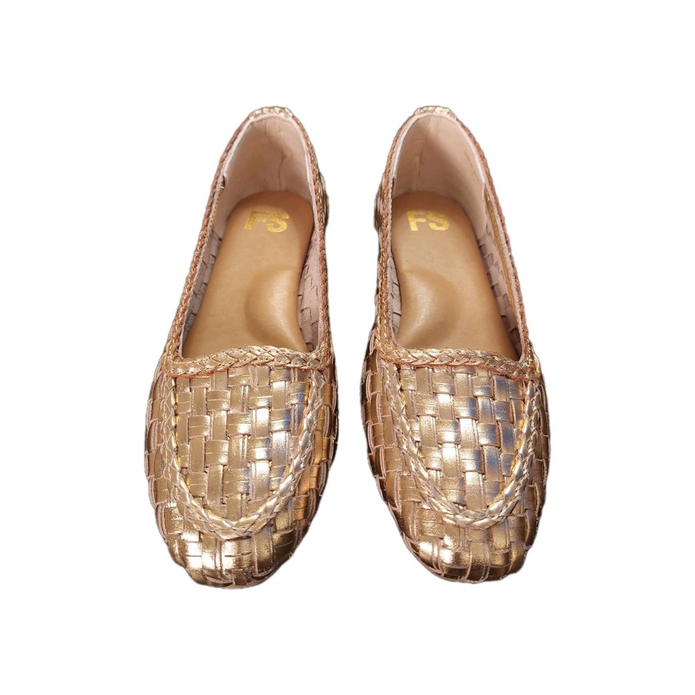 NEW!‎ FS Women's Lele Handwoven Leather Flats Metallic Gold US 7.5M $190